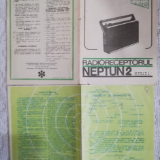 1973, Lot 2 documente radioreceptor NEPTUN 2, comunism, uzinele ELECTRONICA