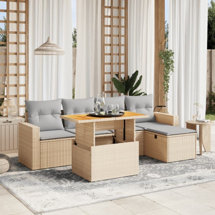 Gossi set canapele de gradina cu perne, 6 piese, bej, poliratan
