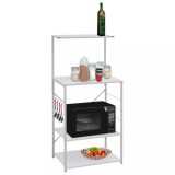 Dulap cuptor microunde vidaXL, 60x39.6x123 cm, lemn prelucrat alb, 4 rafturi, suport accesorii