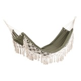 Hamac bumbac poliester alb verde Eldoris 200x100 cm