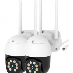 Set 2 Camere de Supraveghere EbitCam™ ELS-2K, 3MP, Wifi, Full HD 2K