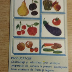 M3 C31 8 - 1977 - Calendar de buzunar - reclama legume si fructe