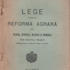 Lege pentru reforma agrara din Oltenia, Muntenia, Moldova si Dobrogea