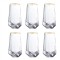 Set 6 Pahare Inalte 450 ml, DIAMOND, Sticla Subtire, cu Bordura Aurie, 8x15 cm
