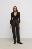 Saint Body pantaloni femei, culoarea maro, lat, high waist