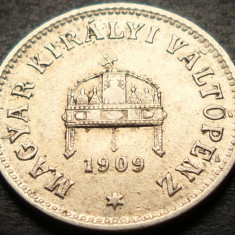 Moneda istorica 10 FILLER - AUSTRO-UNGARIA / UNGARIA, anul 1909 * cod 4018