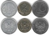 POLONIA LOT / SET Nr 3 : 3 buc , 1+ 2 + 5 + 10 Zloti / Zlotych 1988