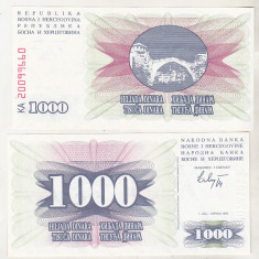 bnk bn Bosnia 1000 dinari 1992 unc