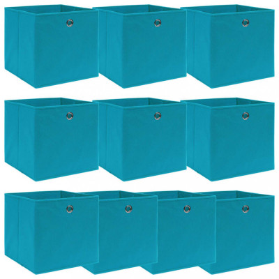 Cutii depozitare, 10 buc., bleu, 32x32x32 cm, textil foto