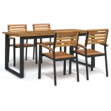 Cumpara ieftin Set mobilier de grădină, 5 piese, lemn masiv de acacia și metal