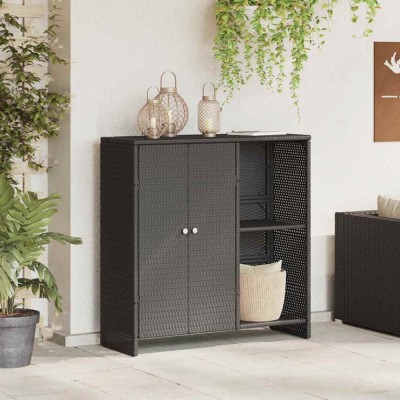 vidaXL Dulap de depozitare cu depozitare Negru 100 x 36 x 102 cm Ratan 4103821 foto