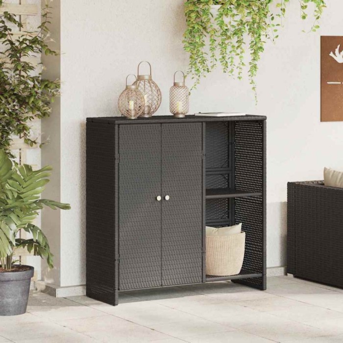 vidaXL Dulap de depozitare cu depozitare Negru 100 x 36 x 102 cm Ratan 4103821