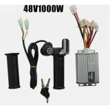 Controler de viteza electric pentru bicicleta E-bike, Enforose, 24V/36V/48V, 1000W, negru+argintiu, set cu maneta de acceleratie