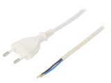 Cablu PVC Alb 2m 2x0,75mm2 2,5A Mufă CEE 7/16