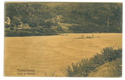 1481 - PIATRA NEAMT, rafts on the Bistrita river - old postcard - used - 1927 foto