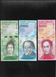 Set Venezuela 5000 + 10000 + 20000 bolivares bolivari 2017, America Centrala si de Sud