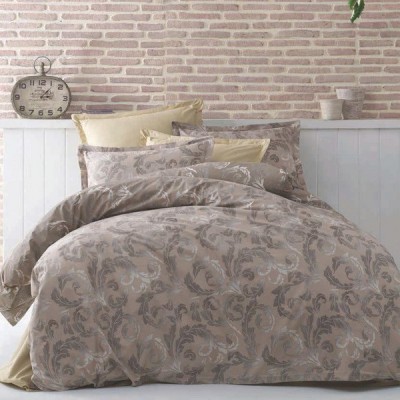 Lenjerie de pat matrimonial cu husa elastic pat si fata perna patrata, Heaven, bumbac ranforce, gramaj tesatura 120 g/mp, multicolor foto