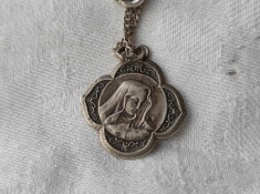 rar MEDALION argint FECIOARA MARIA splendid VECHI finut DELICAT pe Lant argint foto