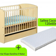 Patut cu sertar KLUPS Karolina II Natur + Saltea 10 MyKids Confort II