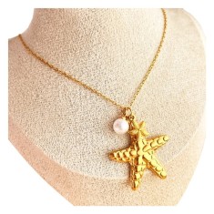 Colier placat cu aur Starfish Pearl