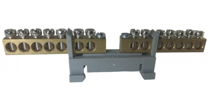 Clema dubla bloc terminal 2x7 gauri cu prindere pe sina DIN 35mm max 16mm &sup2;