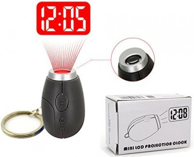 L Mini ceas proiector cu laser cu breloc, cataramă, ceas de proiecție foto