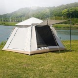 Cort camping pentru 4 persoane, 2 usi, 200x200x150 cm, gri