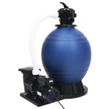 Filtru cu nisip supapa cu 7 cai pompa de 1000 W albastru/negru GartenMobel Dekor, vidaXL