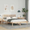 VidaXL Cadru de pat cu headboard Maro 135 x 190 cm Lemn masiv de pin 872239
