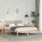 vidaXL Cadru de pat cu headboard Maro 135 x 190 cm Lemn masiv de pin 872239