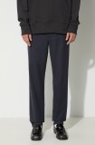 Norse Projects pantaloni din l&acirc;nă Ezra Relaxed Cotton Wool Twill Trouser culoarea bleumarin, cu fit chinos, N25-0391-7004