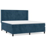 Cumpara ieftin Pat box spring cu saltea, albastru inchis, 180x200 cm, catifea
