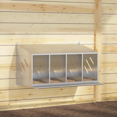 Gossi cutie cuibar pentru pui cu 4 compartimente argintiu galvanizat foto