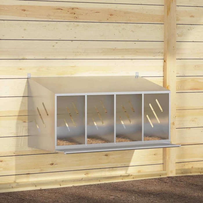 Gossi cutie cuibar pentru pui cu 4 compartimente argintiu galvanizat