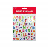 Abtibilduri DACO Lipeste si Zambeste, Model Litere Vesele, 15x16.6 cm, 1 Folie, Multicolor, Autocolante Copii, Stickere Decorative, Stickere pentru Co