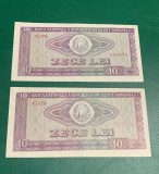 2 bancnote 10 lei 1966 serie consecutive 559871-559872