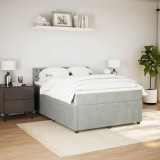 VidaXL Pat box spring cu saltea, gri deschis, 140x200 cm, catifea 3290070