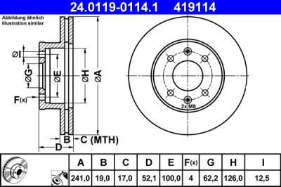ATE 24.0119-0114.1 Disc frana foto