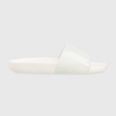 Crocs papuci Splash Glossy Slide femei, culoarea alb, 208538