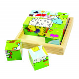 Puzzle cubic - animale domestice, BigJigs Toys