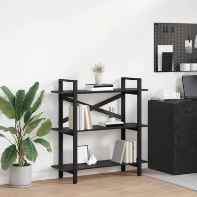 vidaXL Raft pentru cărți Stejar Negru 100 x 33,5 x 102 cm 883946 foto