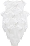 Cumpara ieftin Body cu maneca scurta pentru bebelusi Simple Joys by Carter s, alb, 8 bucati, 24 luni - OUTLET