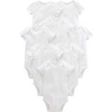 Body cu maneca scurta pentru bebelusi Simple Joys by Carter s, alb, 8 bucati, 24 luni - OUTLET