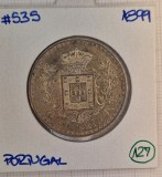 Portugal ,Portugalia, 500 reis 1899, Argint, KM#535, Carlos I, stare buna, Europa