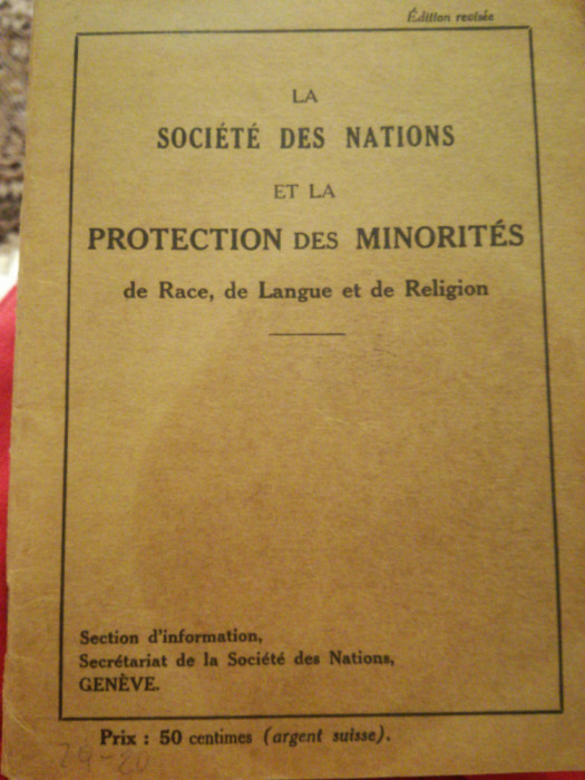 1927 Minoritati in Romania La societe des nations et la protection des minorites