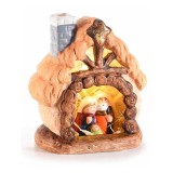 Figurina Nasterea Domnului teracota multicolora cu led II 15x8x16 cm