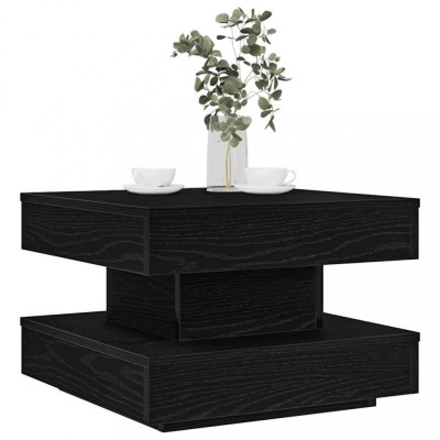 vidaXL Măsuță cafea rotativă 360 grade, negru 50x50x34,5 cm foto