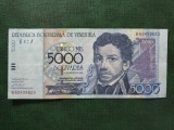 VENEZUELA 5000 BOLIVARES 2002 SUPERBĂ