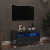 Cumpara ieftin Comodă TV cu lumini LED, gri extralucios, 80x35x40 cm