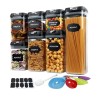 Set Cutii de Depozitare a Alimentelor, Cyrax, 7 Recipiente, 10 Etichete Reutilizabile, 4 Linguri, pentru Bucatarie, Spatula, Etansare, Fara BPA, Trans
